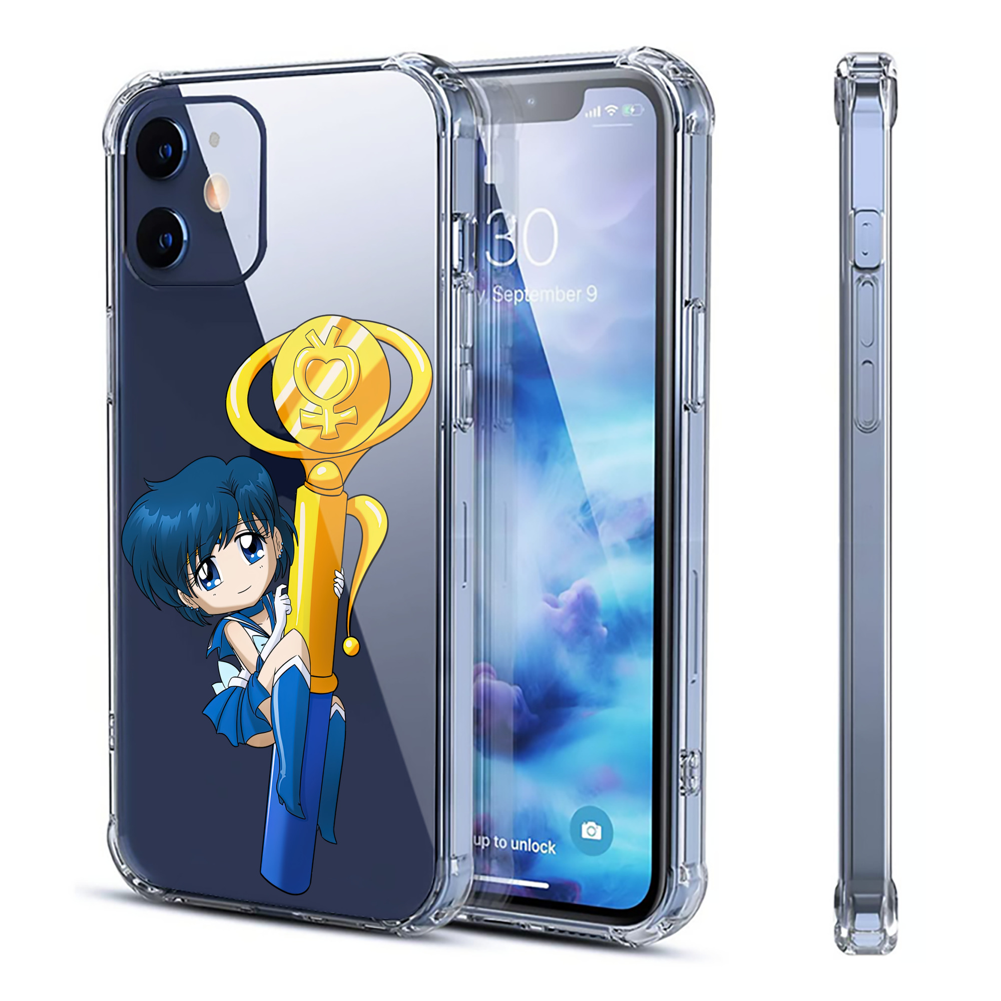 （画像用） 美少女戦士セーラームーン 水野 亜美 みずの あみ Sailor Moon Mizuno Ami 【iPhone 12シリーズ対応】透明スマホケース（クリアソフトケース）